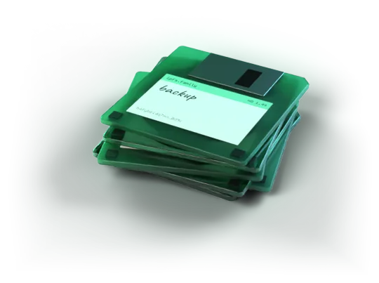 A stack of clear floppy disks