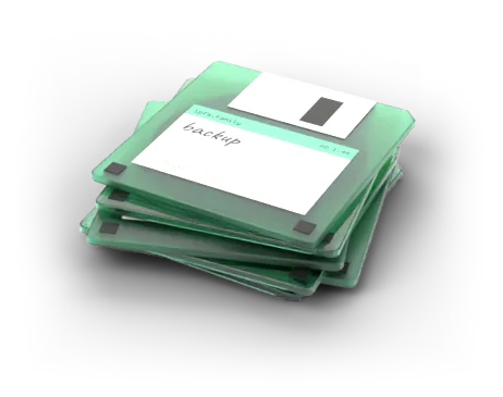 A stack of clear floppy disks